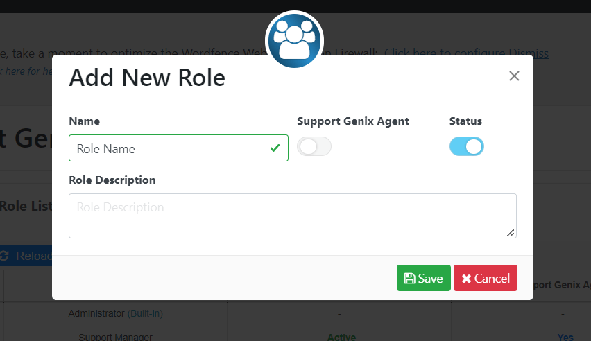 Provide Role Name and Keep Status ON