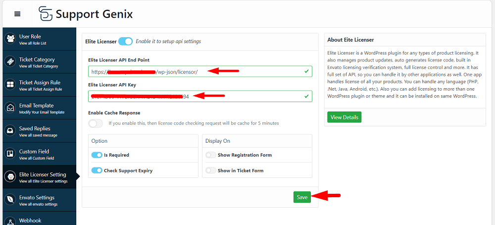 Paste the Info in the Support Genix Plugin