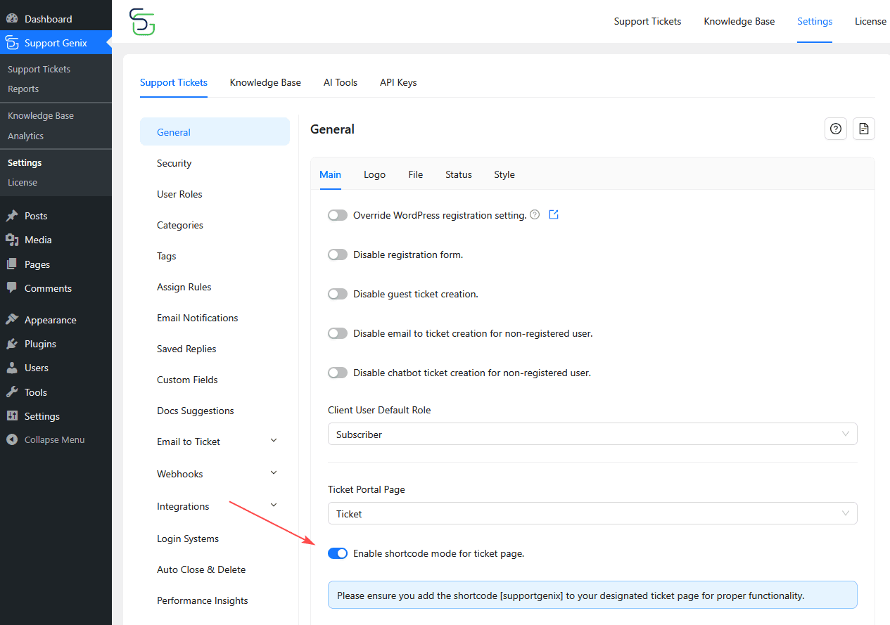 Enable short code mode