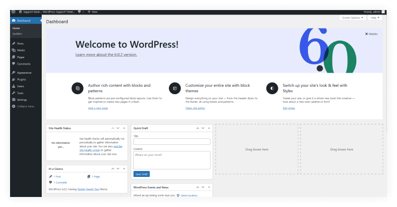 Log into your WordPress admin area