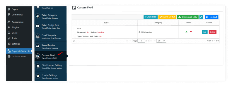 Managing custom fields