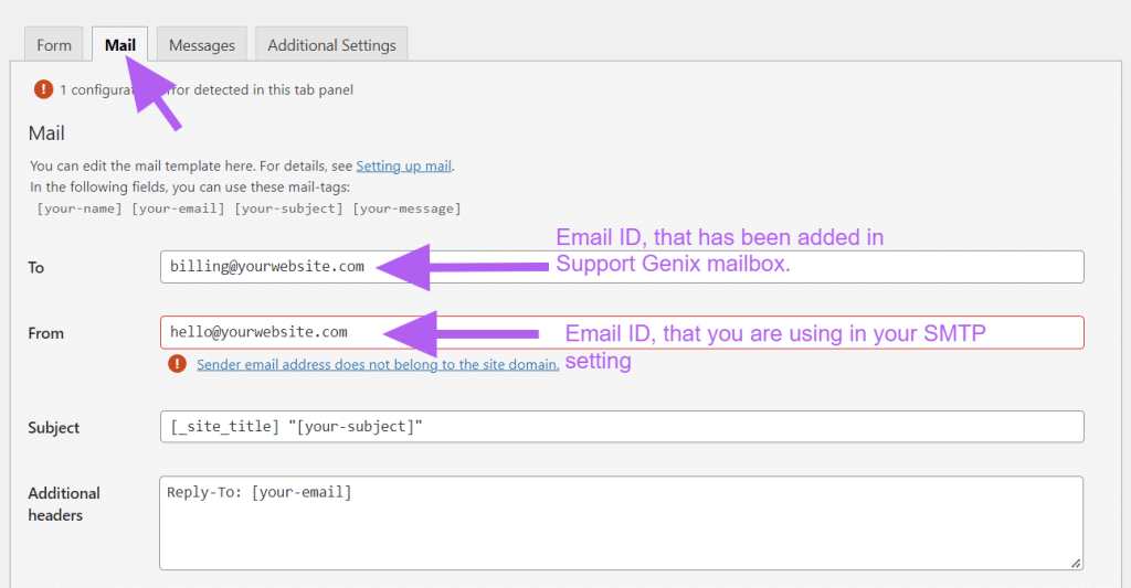 Email Setting for Contact Form 7 plugin