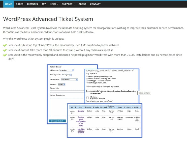 WordPress Advance Ticket System