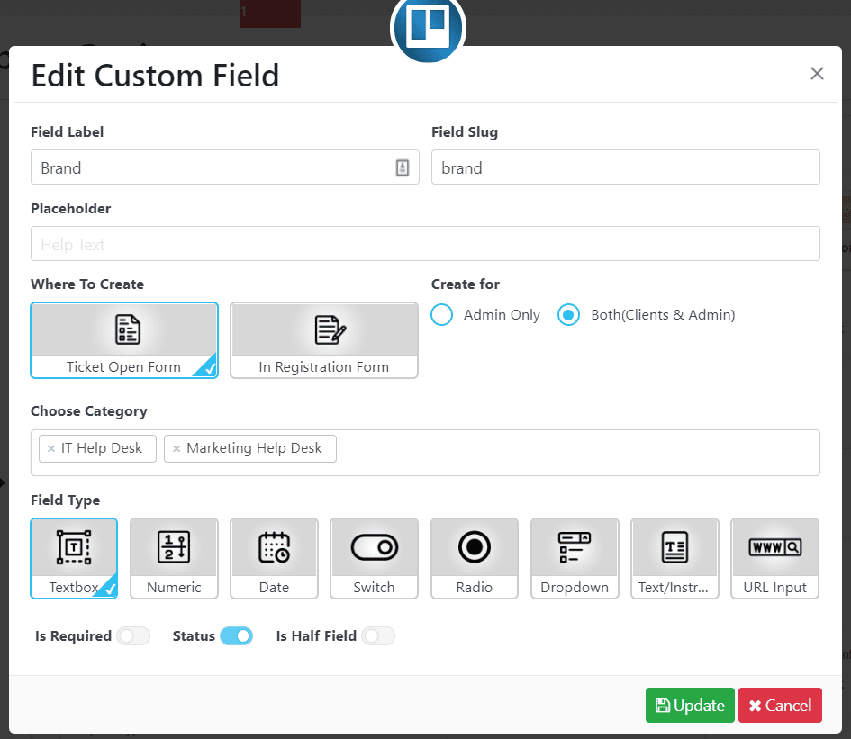 Edit Custom Field