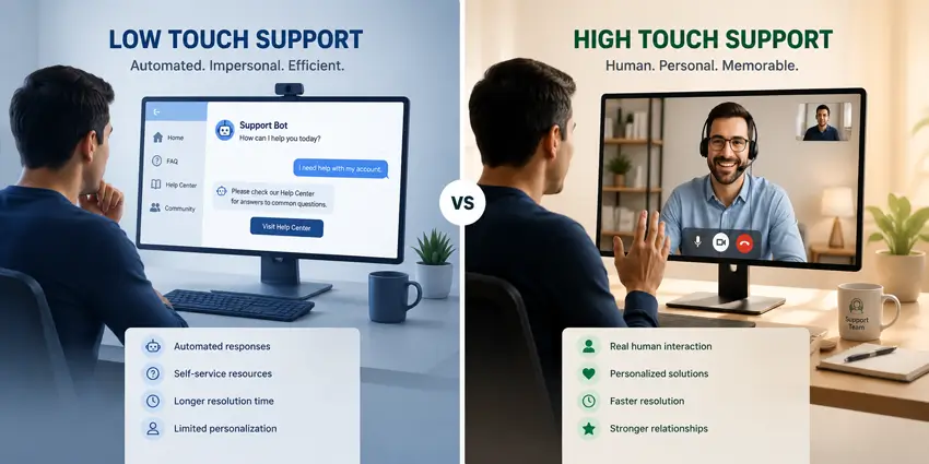 High-Touch Customer Service vs Low Touch customer service