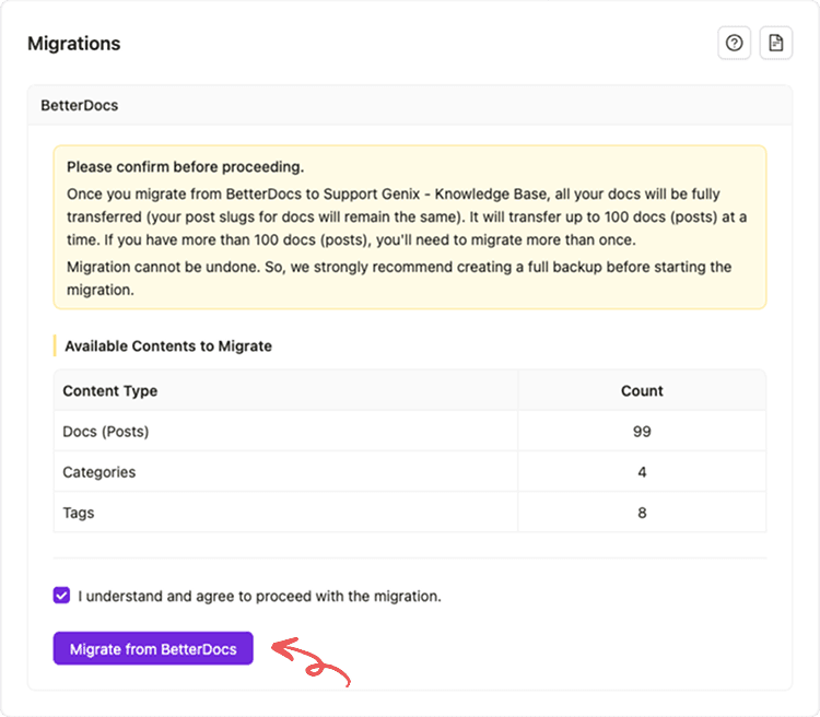 Migrate from BetterDocs