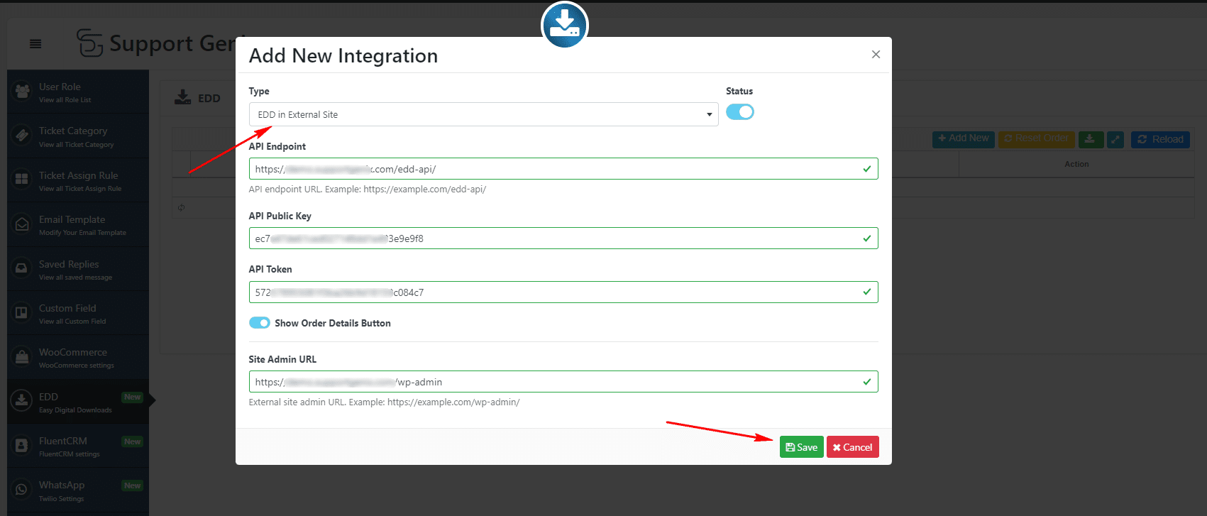 support genix edd external site integration