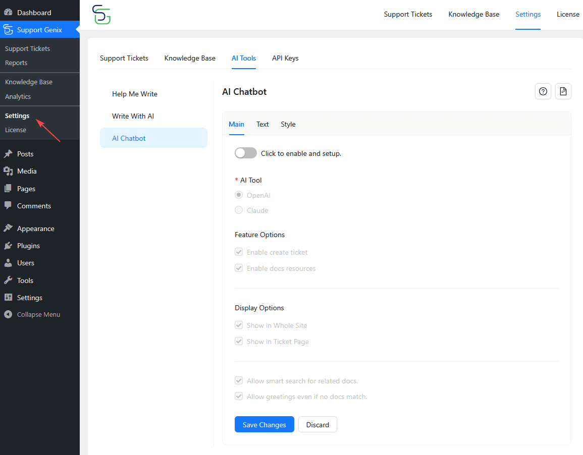 Enable the AI Chatbot