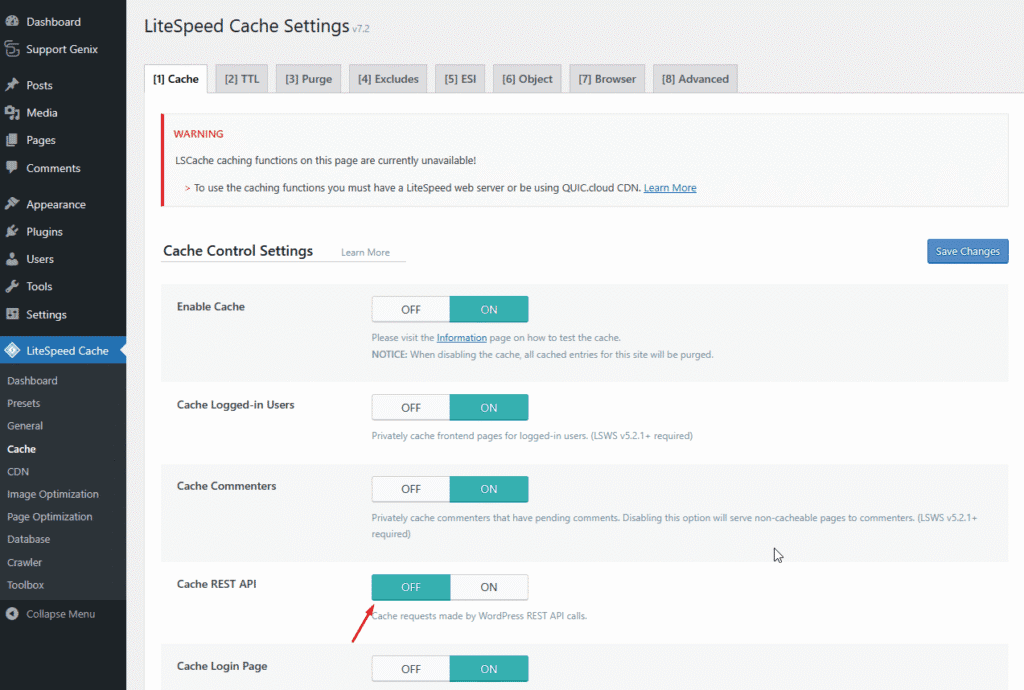 How to Configure LiteSpeed Cache for Support Genix - Support Genix