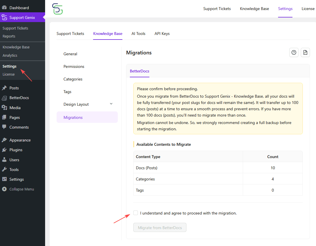 Migrate from BetterDocs