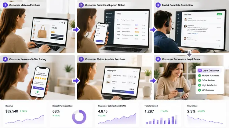 Customer support journey and loyalty flow