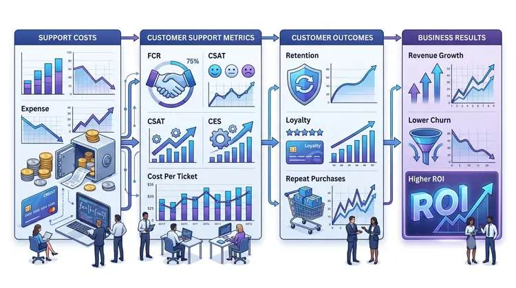 Process flow with analytics and outcomes